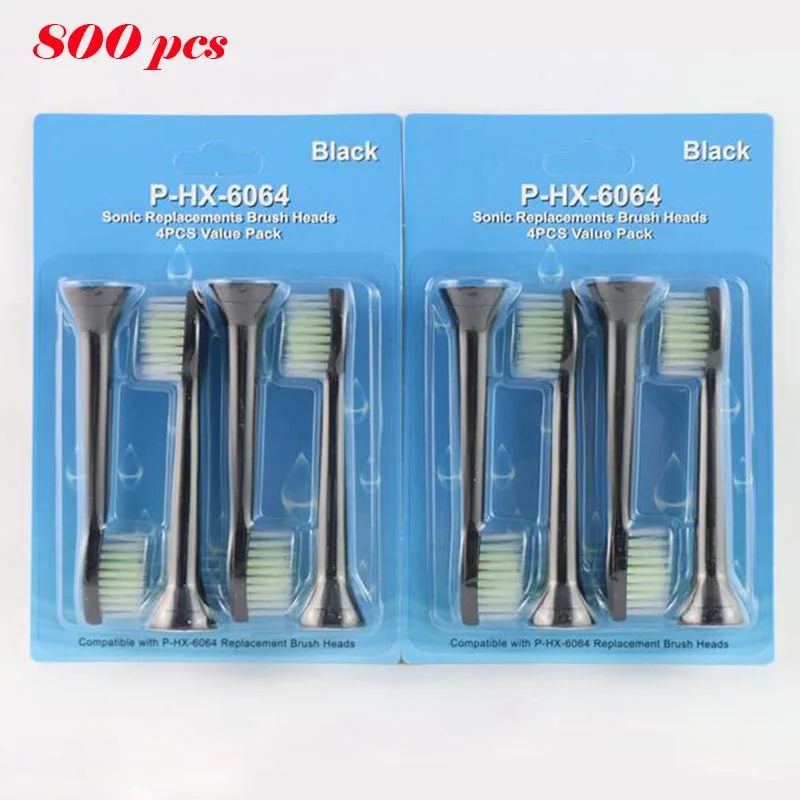 

800pcs Best Electric Sonic Teeth Brush Replacement For Philips Sonicare Toothbrush Heads Black Diamondclean Soft Bristle HX6064