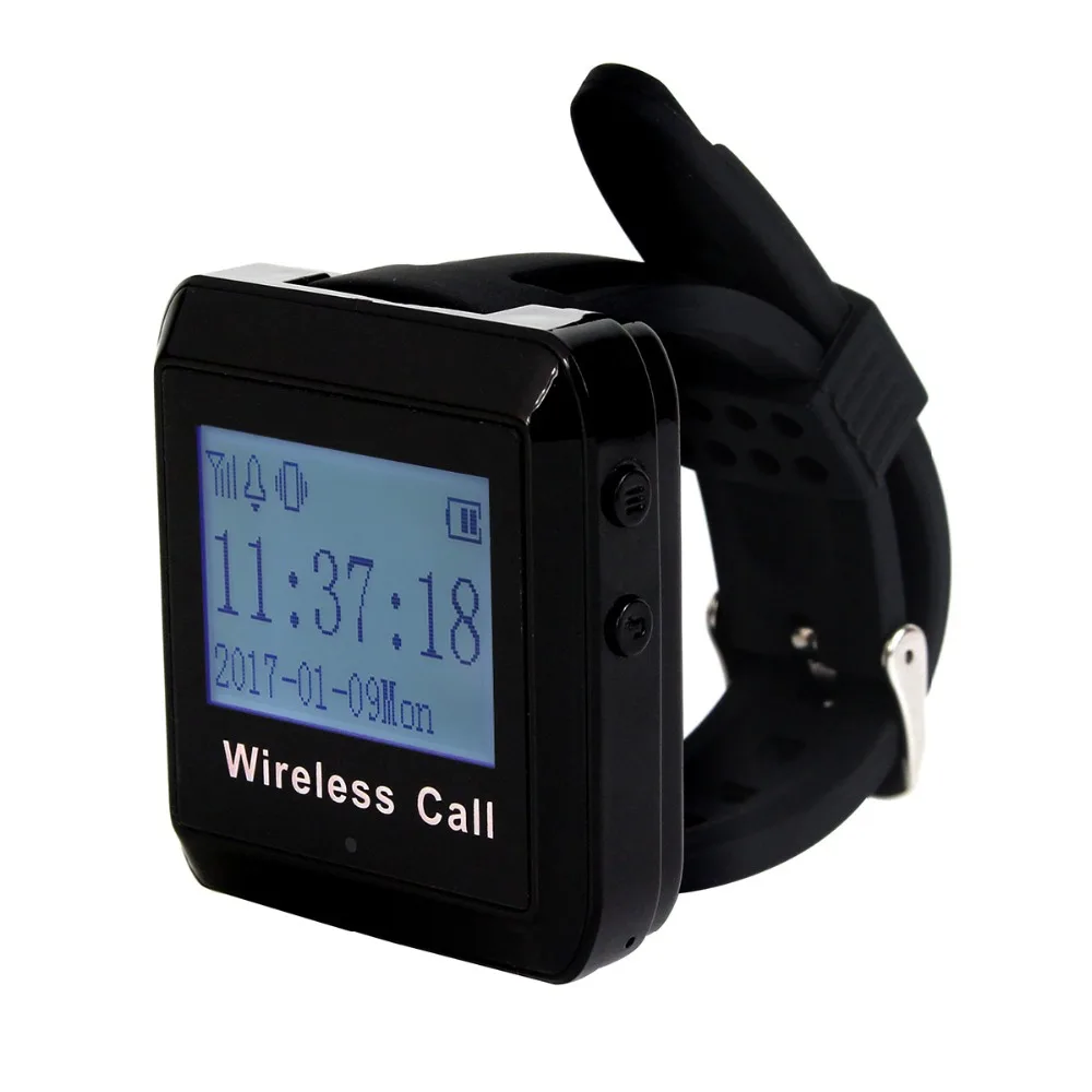 Sale Wireless Pager System Call Restaurant Equipments Waiter 2pcs Wrist Watch Receiver+ 30pcs Call Transmitter Button 433MHz 1