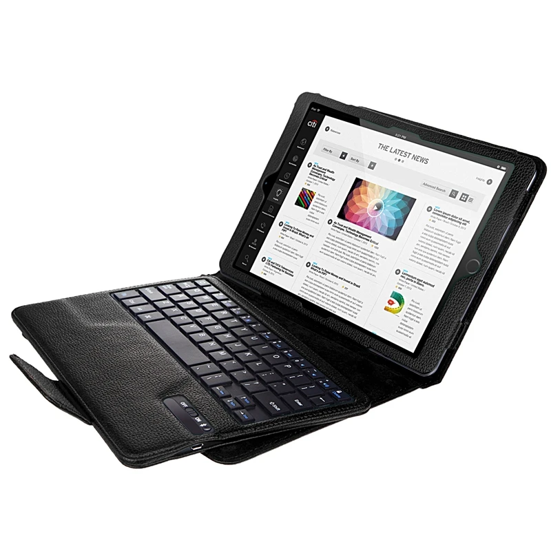 For iPad Air 2 Keyboard Case Cover Leather Wireless Bluetooth Keyboard