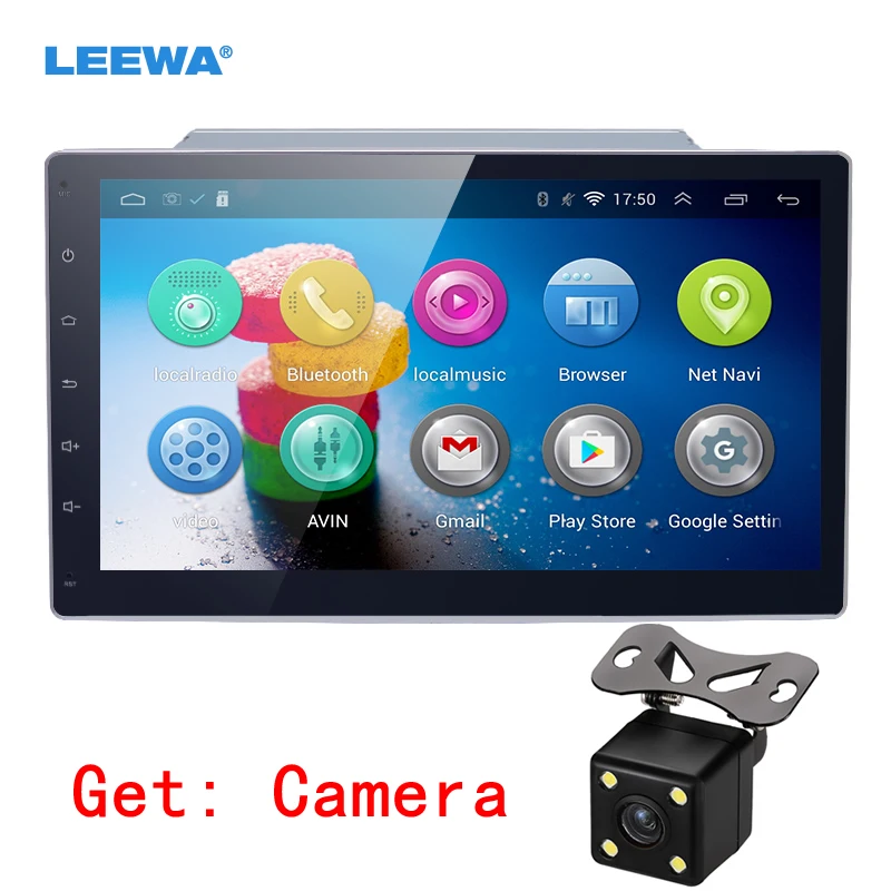 

LEEWA 10.2inch Bigger HD Screen Android 4.4.2 Quad Core Car Media Player With GPS Navi Radio For Universal 2DIN ISO Get: Camera