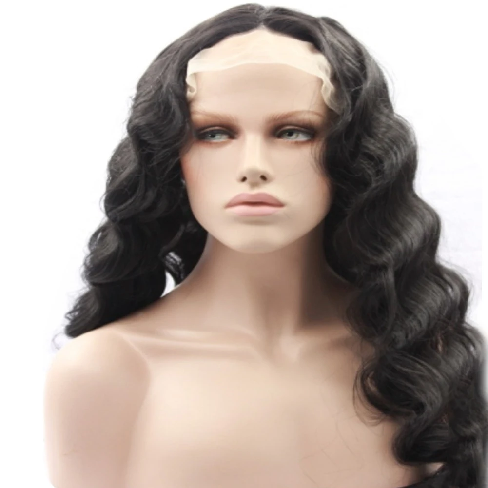 

Decoration Lace Front Heat Resistant Fluffy Fashion Big Wave Women Wig Synthetic Fiber European Style Daily Party Long Extension