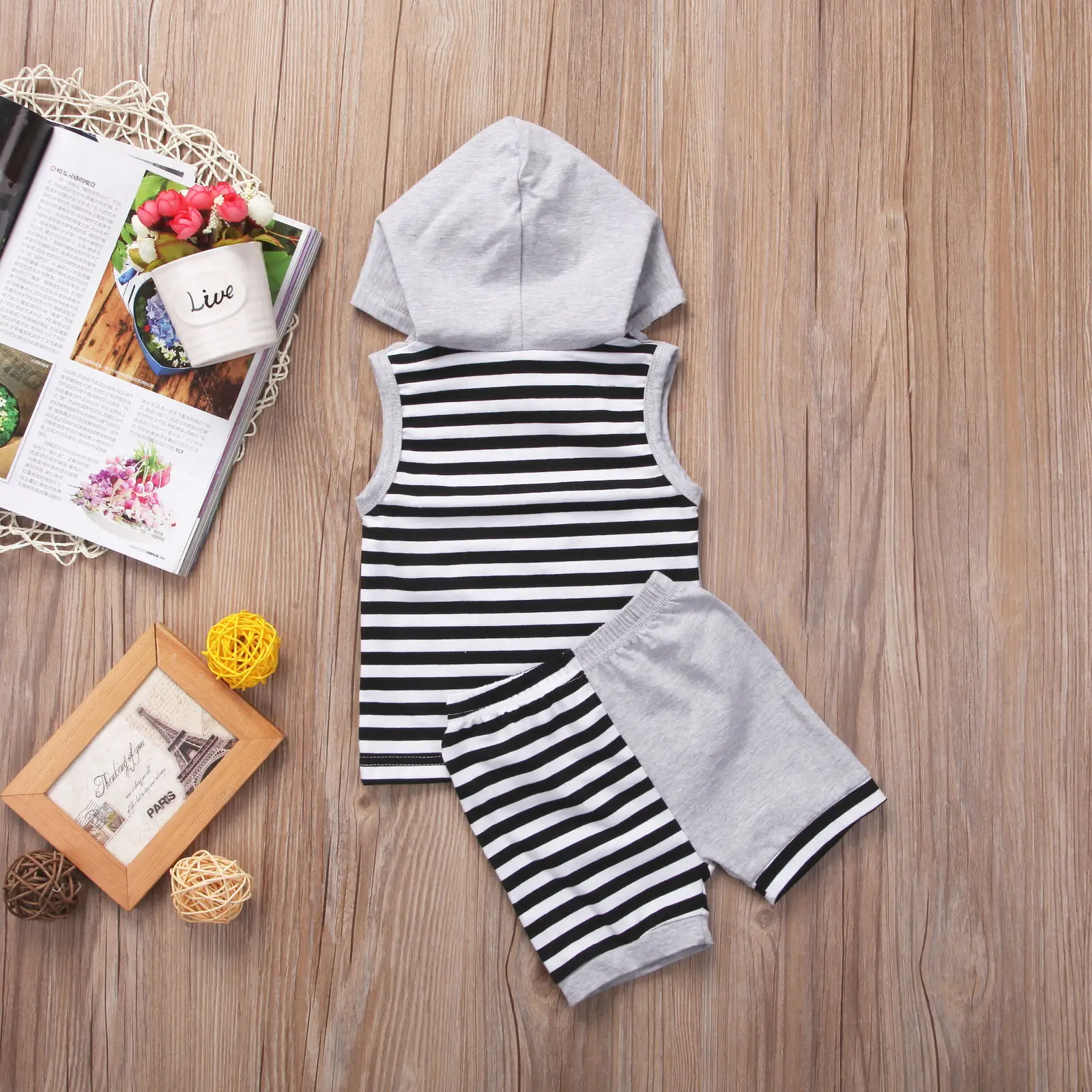 2018 Brand New Newborn Toddler Infant Baby Boy Cotton Gray Striped