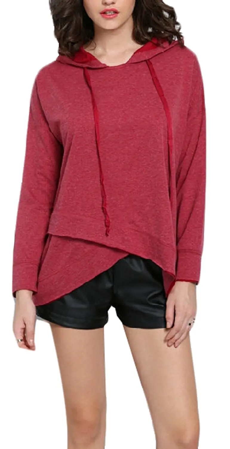 DANJIESHI Women's Fashion Solid Color Hooded Sweatshirts Hoodies red US M-in Hoodies 