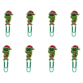 

8pcs Christmas Bookmark Paper Clips Stationery for Student Teacher Office Supply Page Holder DIY Craft Kids Xmas Gift