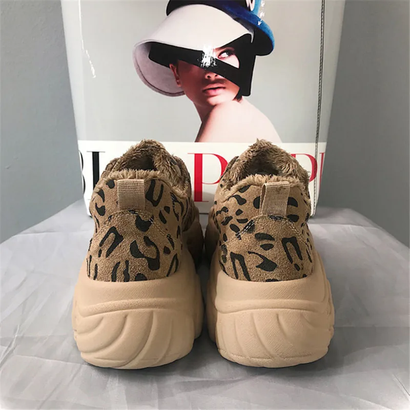 Leopard Female Flat Platform Shoes INS Hot Cow Suede Women Sneakers Lace Up Plush Women Sports Creeper Korean Lady Harajuku Shoe (9)