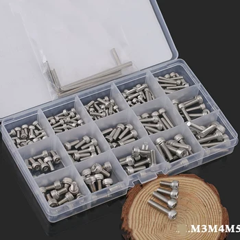 

M3M4M5 Hexagonal Screw Combination Set, Stainless Steel Screws 12.9 Bolt Nylon Screw Plastic Boxed