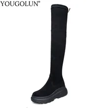Stretch Cloth Thigh High Boots Women New Autumn Winter Platform Shoes A293 Sexy Ladies Black Brown Round Toe Over The Knee Boots Stretch Cloth Thigh High Boots Women New Autumn Winter Platform Shoes A293 Sexy Ladies Black Brown Round Toe Over The Knee Boots