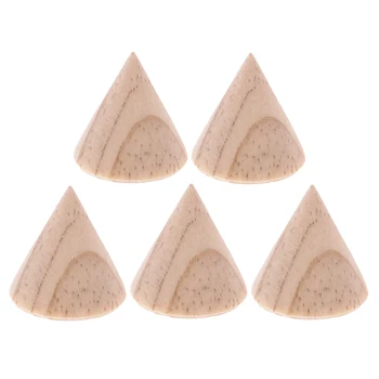 

5 Pieces Unpainted Plain Cone Shaped Wooden Ring Band Jewelry Display Stand Holder