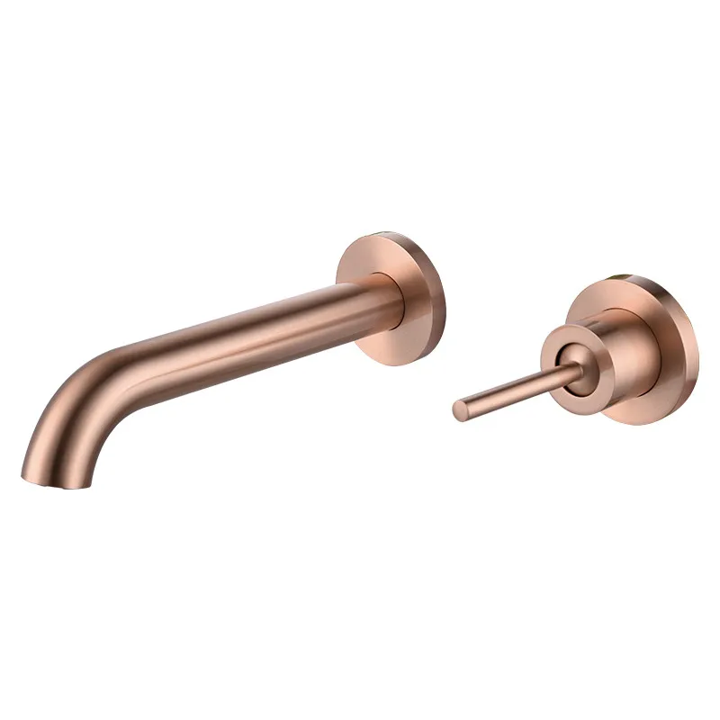 In Wall Basin Faucet Rose Gold Brass Hot & Cold Sink Mixer Water Tap