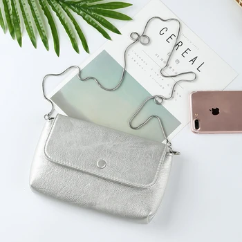 

Fashion silver women crossbody bag envelope chain women shoulder bags small size female handbag soft pu cover bag
