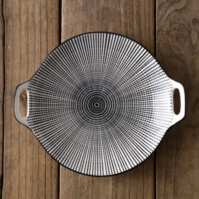 EECAMAIL скандинавские креативные простые современные подглазурная краска керамическая посуда 8 дюймов бинауральная анти-скальдинг Бытовая панель для выпечки - Цвет: G