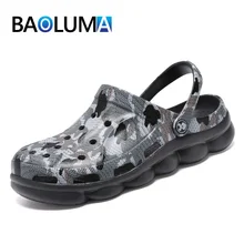 Для мужчин сандалии Камуфлированные летние Для мужчин пляжные обувь, тапочки на открытом воздухе повседневные пляжные ботинки дешевые мужские сандалии на полой подошве