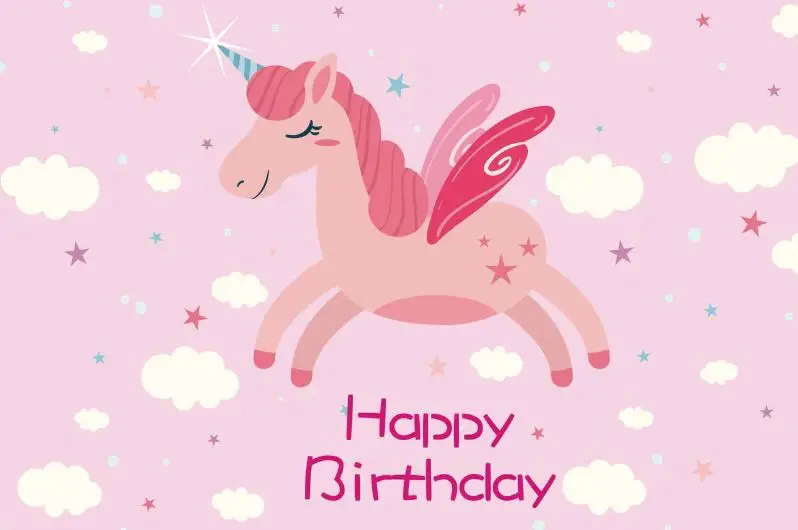 

Laeacco Photography Backdrops Pink Unicorn Happy Baby Birthday Party Cloudy Pattern Photo Backgrounds Photocall Photo Studio