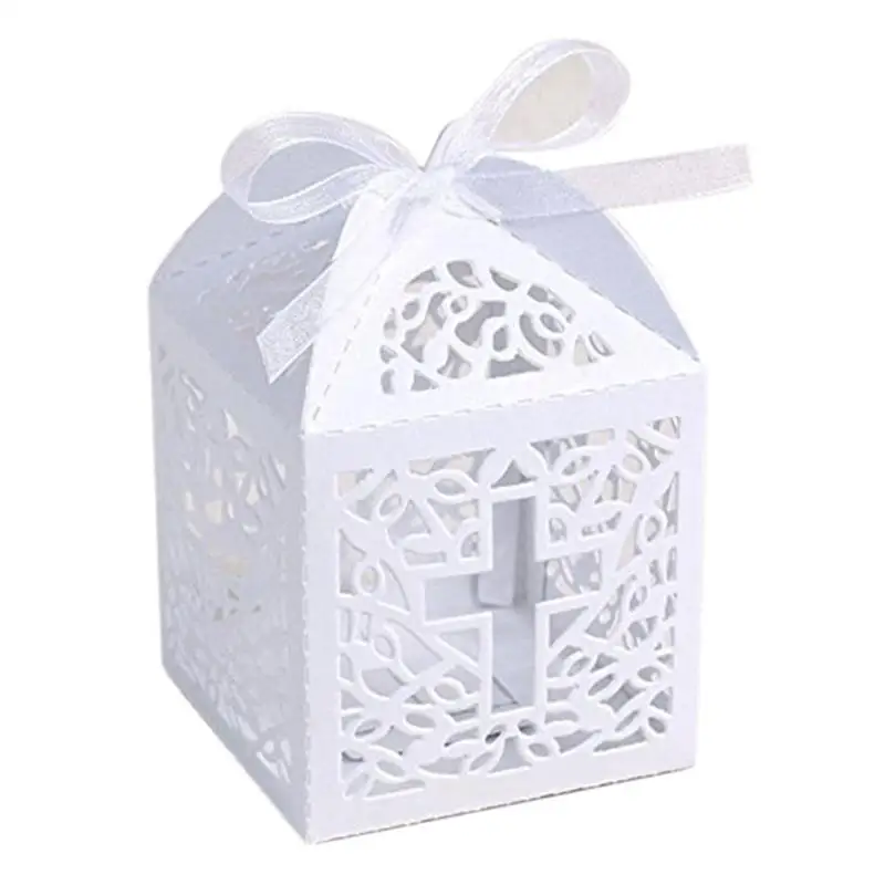

50pcs Hollow Cross Style Wedding Candy Box Sweets Gift Favor Boxes With Ribbon Party Decoration Wedding Gifts For Guests Favors