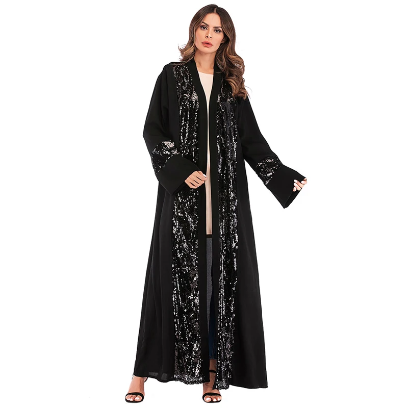 Женский кардиган с пайетками Abaya кафтан из Дубая мусульманский хиджаб платье
