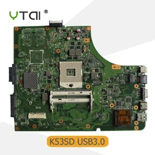 YTAI K53SD K53E REV:2.3 motherboar For Asus A53S K53S K53E A53E K53SD Laptop Motherboard HM65 REV:2.3 USB3.0 Mainboard 100% test