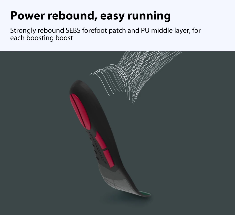 Original xiaomi youpin cushioning multiple shock absorbing power running insole rebound support protection sole sports insole (5)