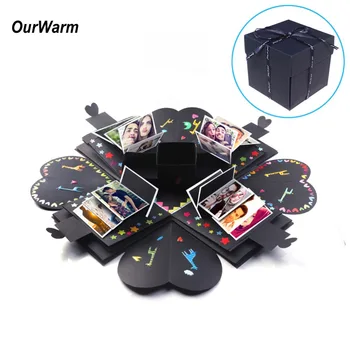 

OurwWarm Surprise Box Photo Black Gift Box Explosion for Birthday Valentine's Day Gift Birthday Present for Women