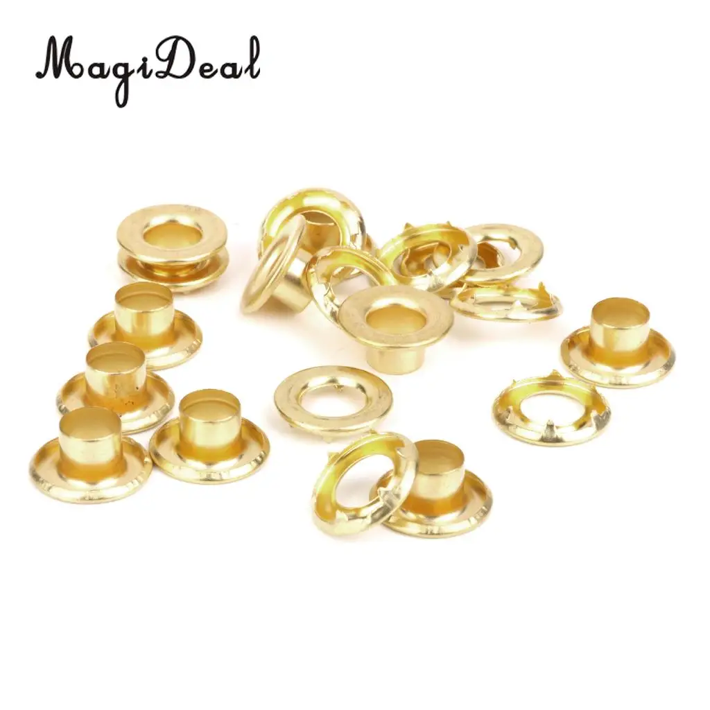 MagiDeal 10 Pieces Copper Tent Awning Grommets Tarp Eyelets Replacement Kit Gold for Camping Hiking Jeans Clothes Accessories