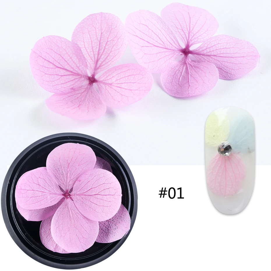 1 коробка, сушеные цветы, украшения для ногтей, натуральные Цветочные наклейки "Лепестки", очаровательные дизайны для ногтей, чешуйчатые наклейки, УФ-гель для ногтей, советы LY1500