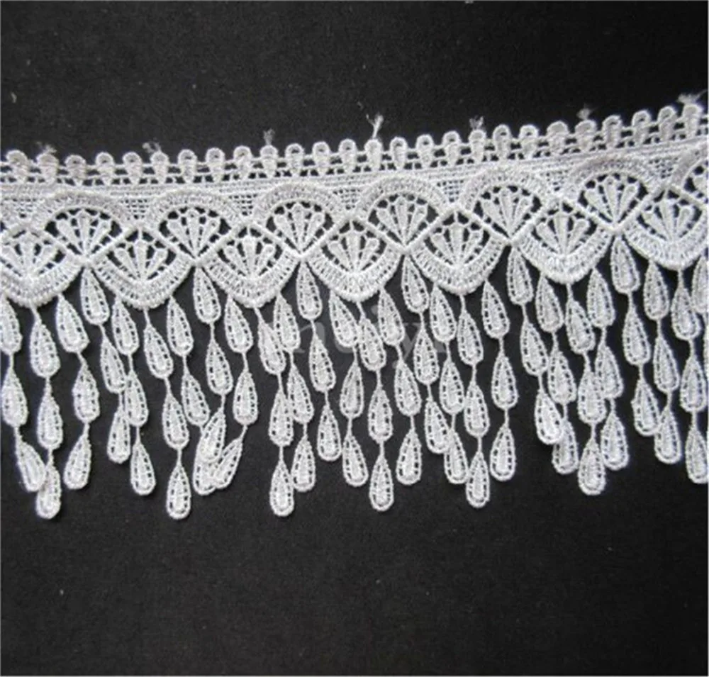 

2 Meters 9cm White Polyester Tassel Fringe Lace Fabric Trim Ribbon Edge Embroidered Applique Sewing Craft Wedding Dress Clothes