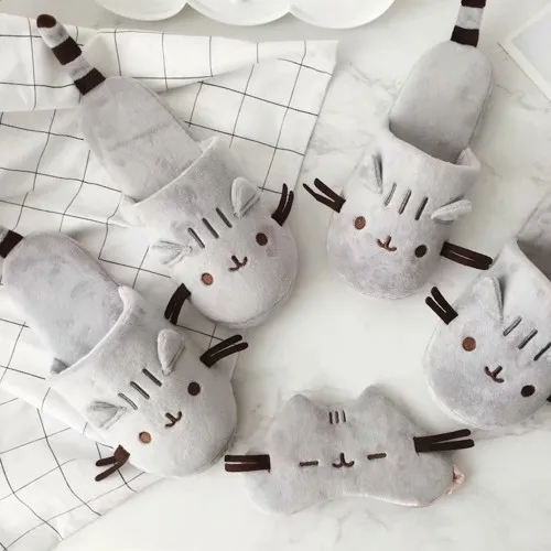 밀피 귀여운 아늑한 가정 실내 따뜻한 고양이 거리 고양이 만화 플러시 여행 비행기 수면 고양이 동물 슬리퍼
