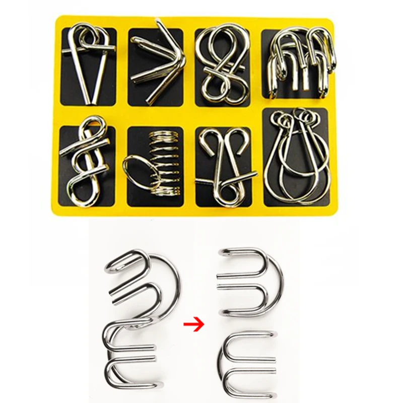 2017 IQ Educational Metal Wire Puzzles Mind Brain Teaser Puzzles Game For Adults Puzzle Toys 8pcs/set 2017 IQ Educational Metal Wire Puzzles Mind Brain Teaser Puzzles Game For Adults Puzzle Toys 8pcs/set