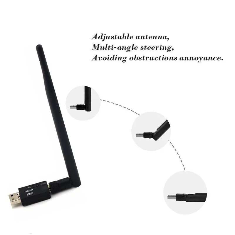 2 4 ГГц 300 Мбит/с USB Wifi адаптер 0 Беспроводной сетевая карта антенна для Windows XP/Vista/7