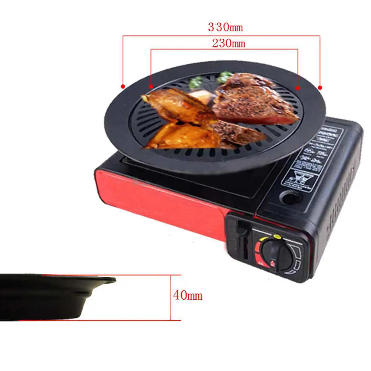 1pc Non-stick Smokeless Stovetop Barbecue BBQ Grill Kitchen Pan Griddle Indoor Black