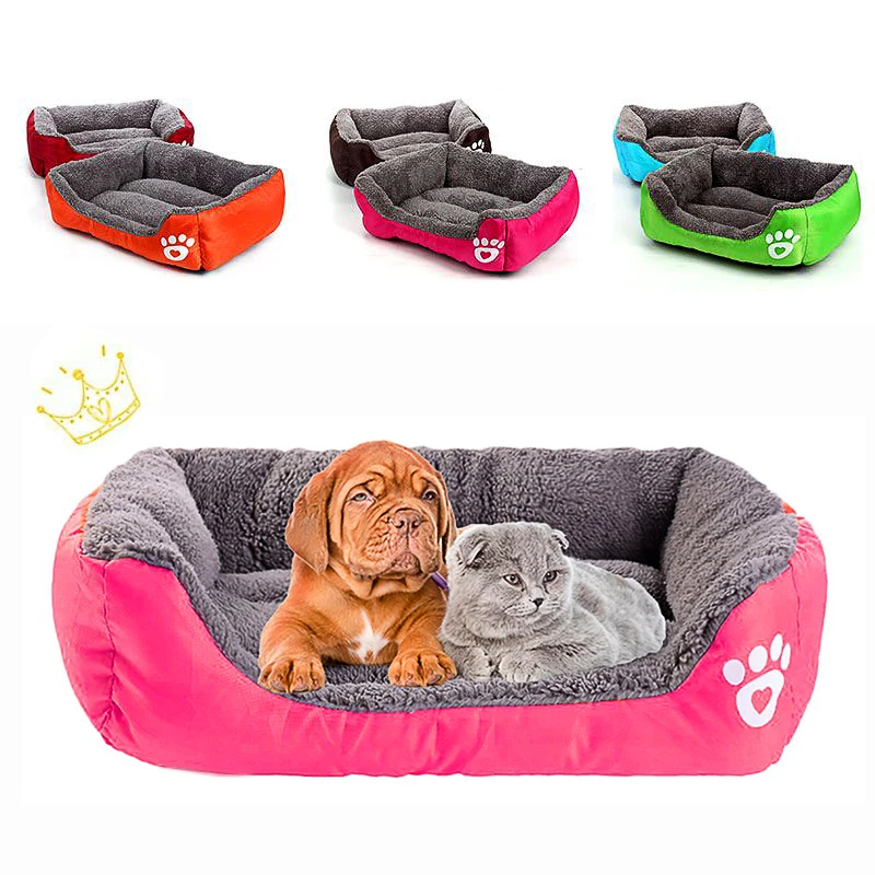Best 16 Colors Dog Beds Paw Pet Sofa Waterproof Bottom Soft Fleece Warm Indoor Medium Cat Bed House Petshop Dropshipping cama perro