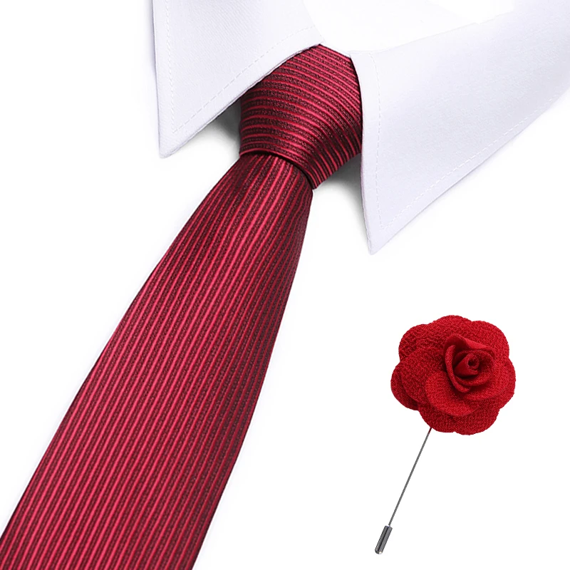 

2019 Mans Floral Tie 100% Silk Jacquard Necktie Gravata 7.5cm slim tie&flower brooches Wedding Tie Set for Men Formal Party