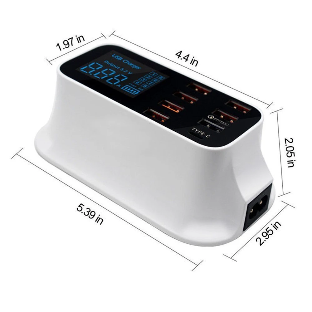 New 8 Port USB QC Power Adapter Quick Charger Stand with LED Display for iPhone Android Smart Phone Charger