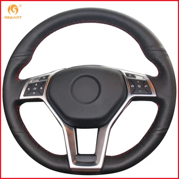 

MEWANT Black Genuine Leather Car Steering Wheel Cover for Mercedes Benz A-Class 2013-2015 CLA-Class 2013 2014 C-Class 2013 2014
