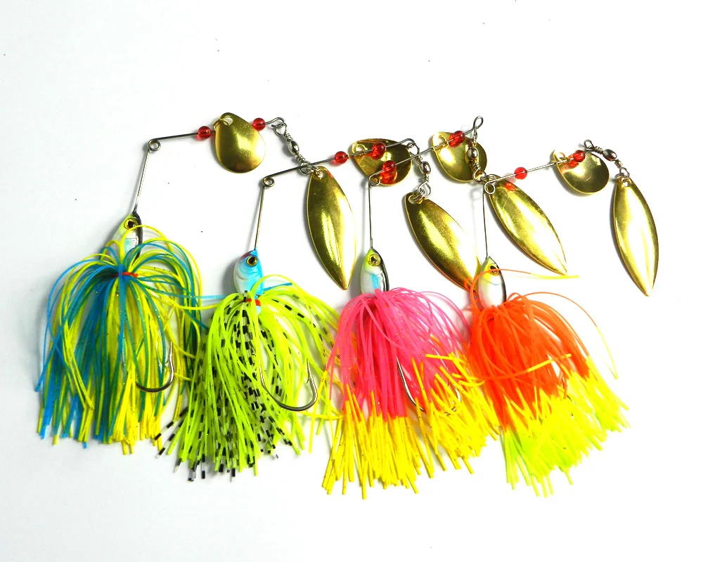 HENGJIA 100PCS Spinnerbait rubber jig 19.5G Metal bait Spinner spoon