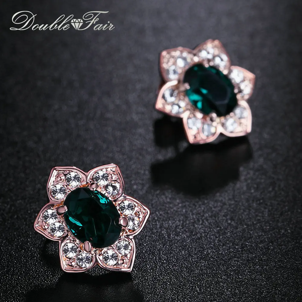 Простые элегантные классические серьги-гвоздики цвета розового золота модные брендовые ювелирные изделия с кристаллами для женщин DFE360