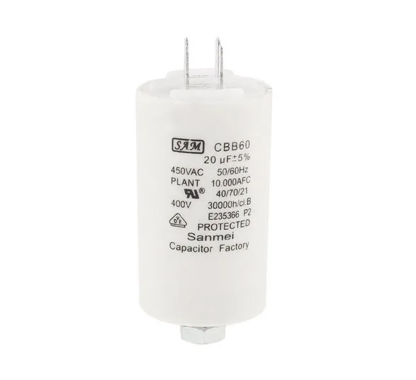

CBB60 AC 450V 20uF 8mm Thread Polypropylene Film Motor Run Capacitor 2PCS