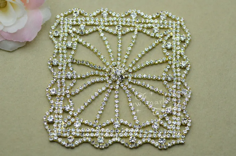 Bridal Sew On Dress Applique AB Crystal Rhinestone Wedding Supply Trim