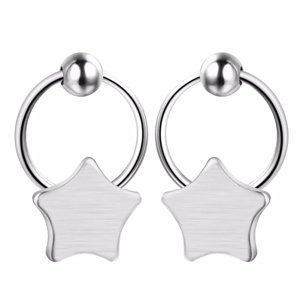 star earrings silver crystal