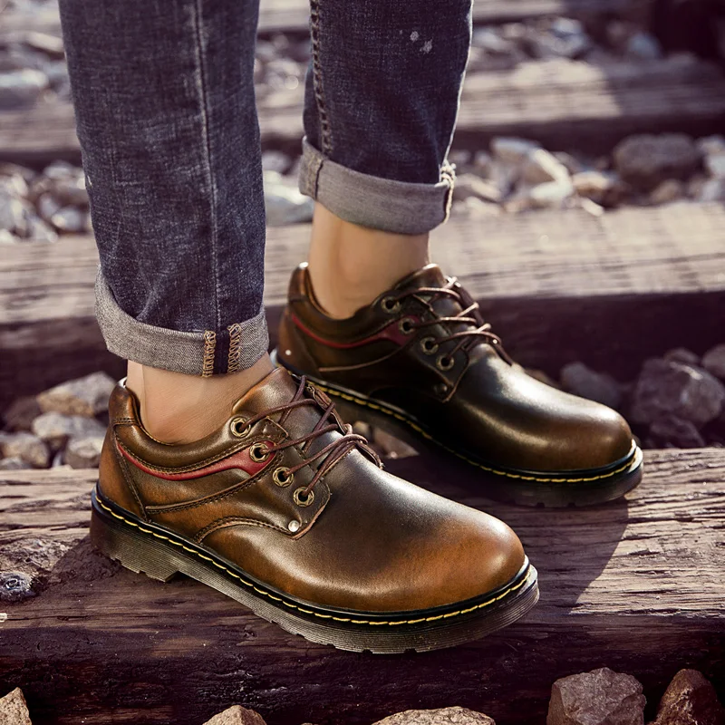 

Casual Men Shoes Lace-Up Autumn and Winter Oxfords Leather Formal For Man Dress Shoes Round Toe Vintage Italian Flats Sapato1115