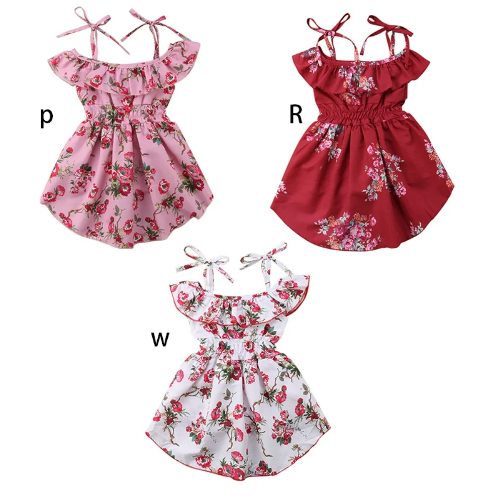 Повседневное платье на бретелях для маленьких девочек; хлопковое детское летнее платье без рукавов с цветочным рисунком; сарафан; От 0 до 5 лет