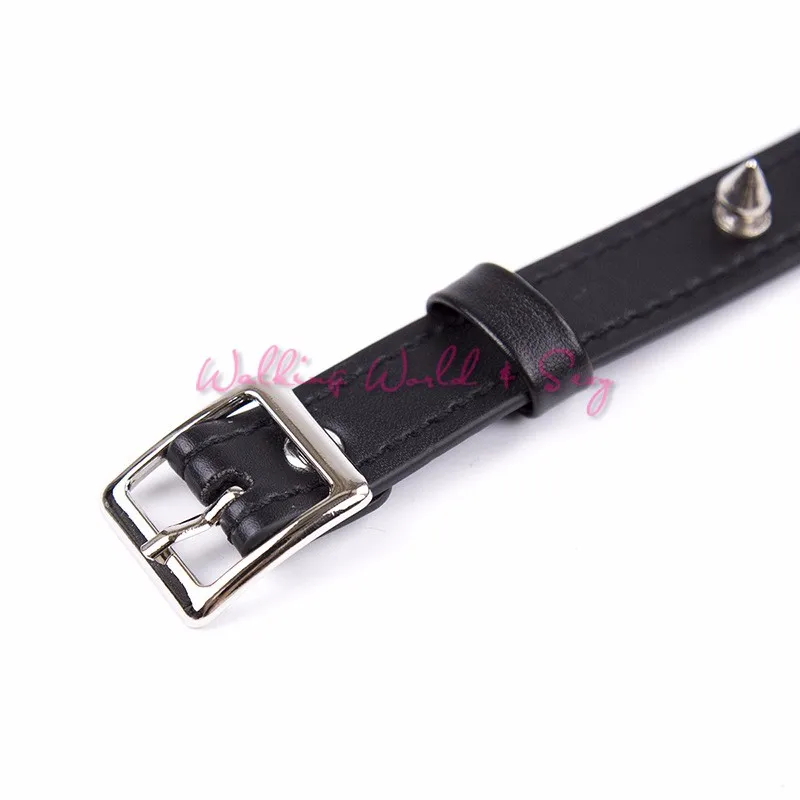 Black Fetish Pu Leather Slave Collar With Rivets Adjustable Bondage Collar BDSM Neck Cuffs Restraints Sex Products For Couples (5)