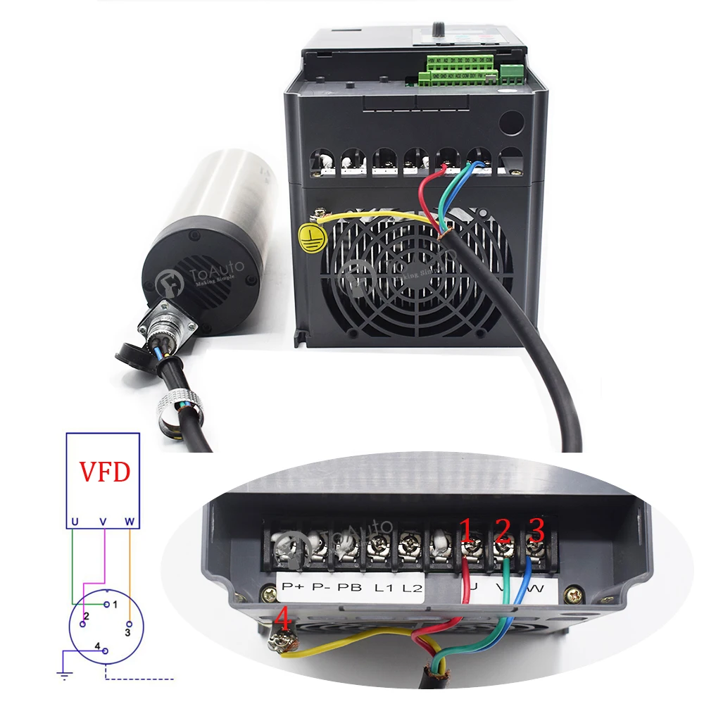 CNC Комплект шпинделя 0.8KW 220V 5A 65*188mm 0.33NM 400HZ высокоскоростной мотор шпинделя+ 1.5KW VFD+ ER11 собирает для деревообработки гравировки