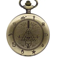 Nuevo reloj de bolsillo de cuarzo clásico a la moda Bill Cipher, collar con colgante para hombre y mujer, relojes de Chico, cadena de regalo CF1034