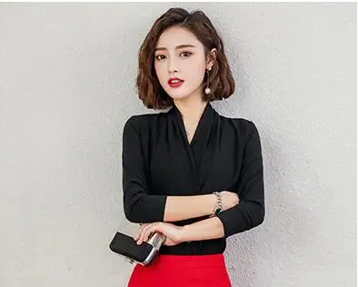 only blouse Весенние осенние деловые костюмы, женский приталенный деловой костюм с юбкой, офисный женский костюм, Корейская версия интервью формальная одежда, F20 - Цвет: only blouse