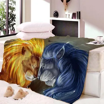 

Lion Fighting Nap Blanket Beach Towel Bath Towel Super Soft Velvet Plush Throw Blanket Custom Blanket Air Conditioner Was