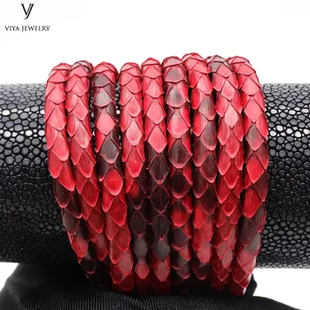 

Glossy Red Python Skin Cords High End Luxury Genuine Leather Cord Customize 4mm5mm6mm High Class Jewelry Red Python Leather Rope