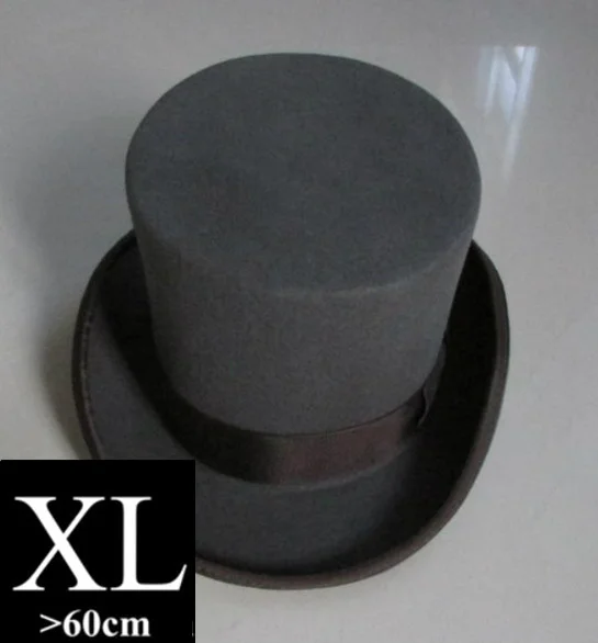 13,5 см высота черная красная Серая шерстяная шляпа с высоким берцем мужская женская шляпа фетровая шляпа в стиле джаз волшебник фетровые винтажные вечерние шляпы для церкви s m l xl - Цвет: Gray XL