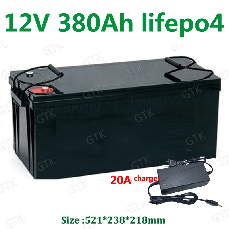 

GTK Waterproof 12V 380AH Lifepo4 lithium battery NO 400Ah BMS 4S 12.8V for inverter UPS solar energy storage EV +20A Charger