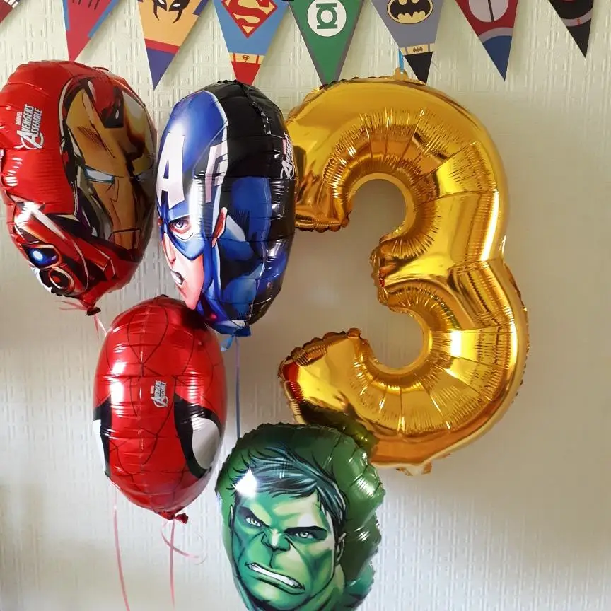 

4pcs/lot 55*33CM Captain Spider Iron Red Green Blue Head Foil Balloons Hero balloons Baby Boy birthday party Decor toy Ball Gift