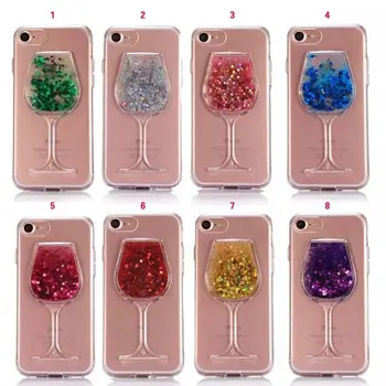 

C-ku Wine Cup TPU Soft Liquid Quicksand Silicone Star Case For Iphone 8 8th 7 Plus 7PLUS 6 6S 5 5S SE Bling Glitter Cover 200pcs